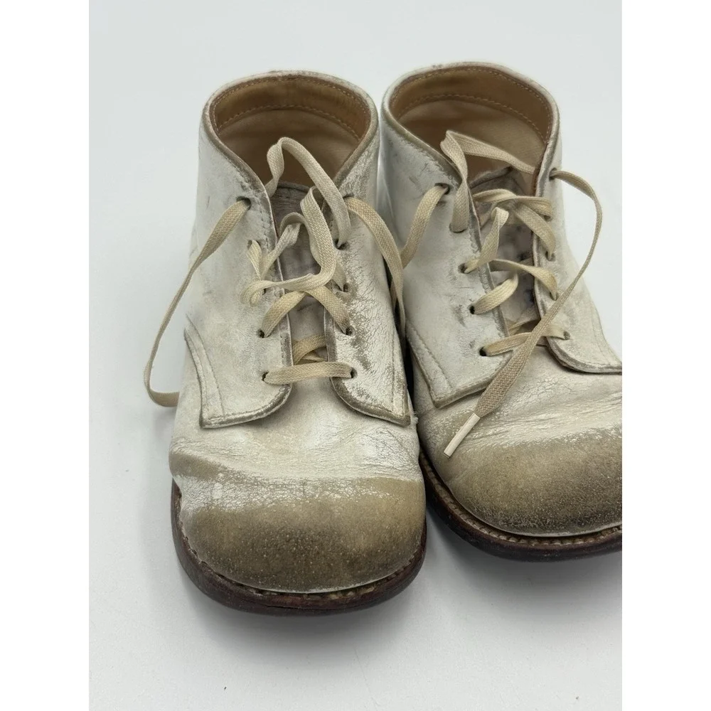 Antique Unisex Infant Toddler Baby Lace Shoes Leather Vintage